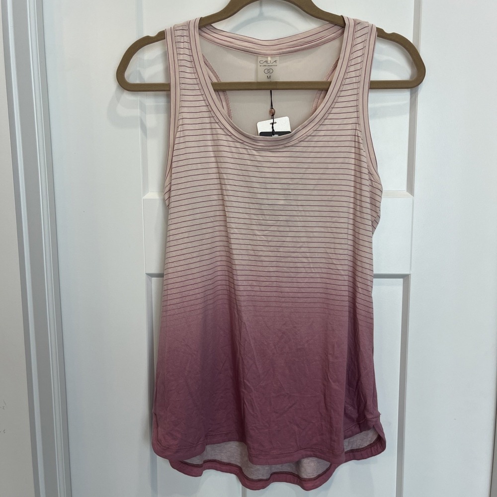 Calia Women's Everyday Ombre Printed Tank Top Rose Pink Striped Size Medium